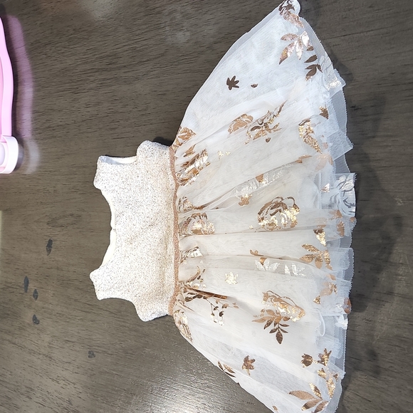 Baby girl rose gold glitter dress